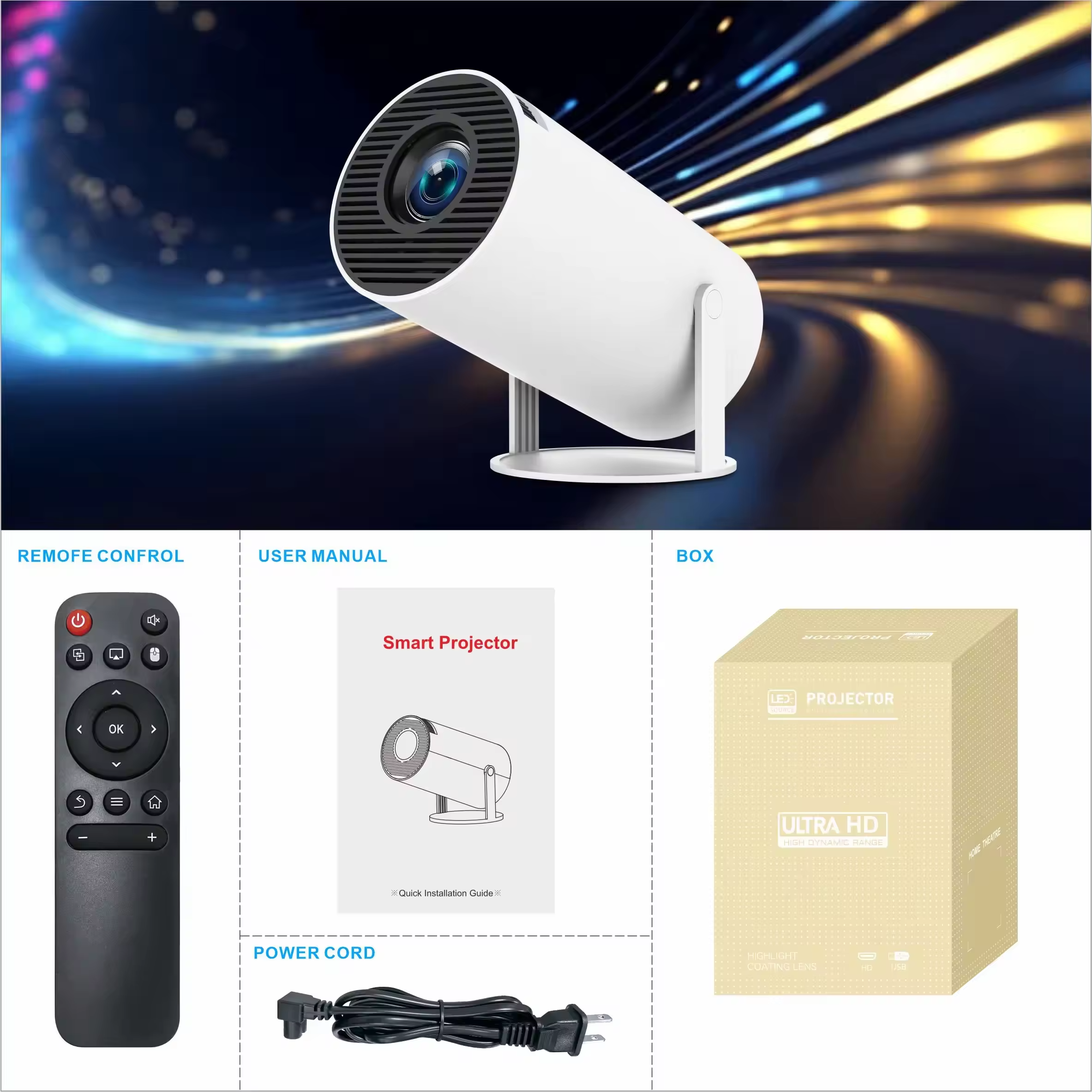 HY300 Android Projector – Smart Laser Cinema Projector with WiFi & Bluetooth