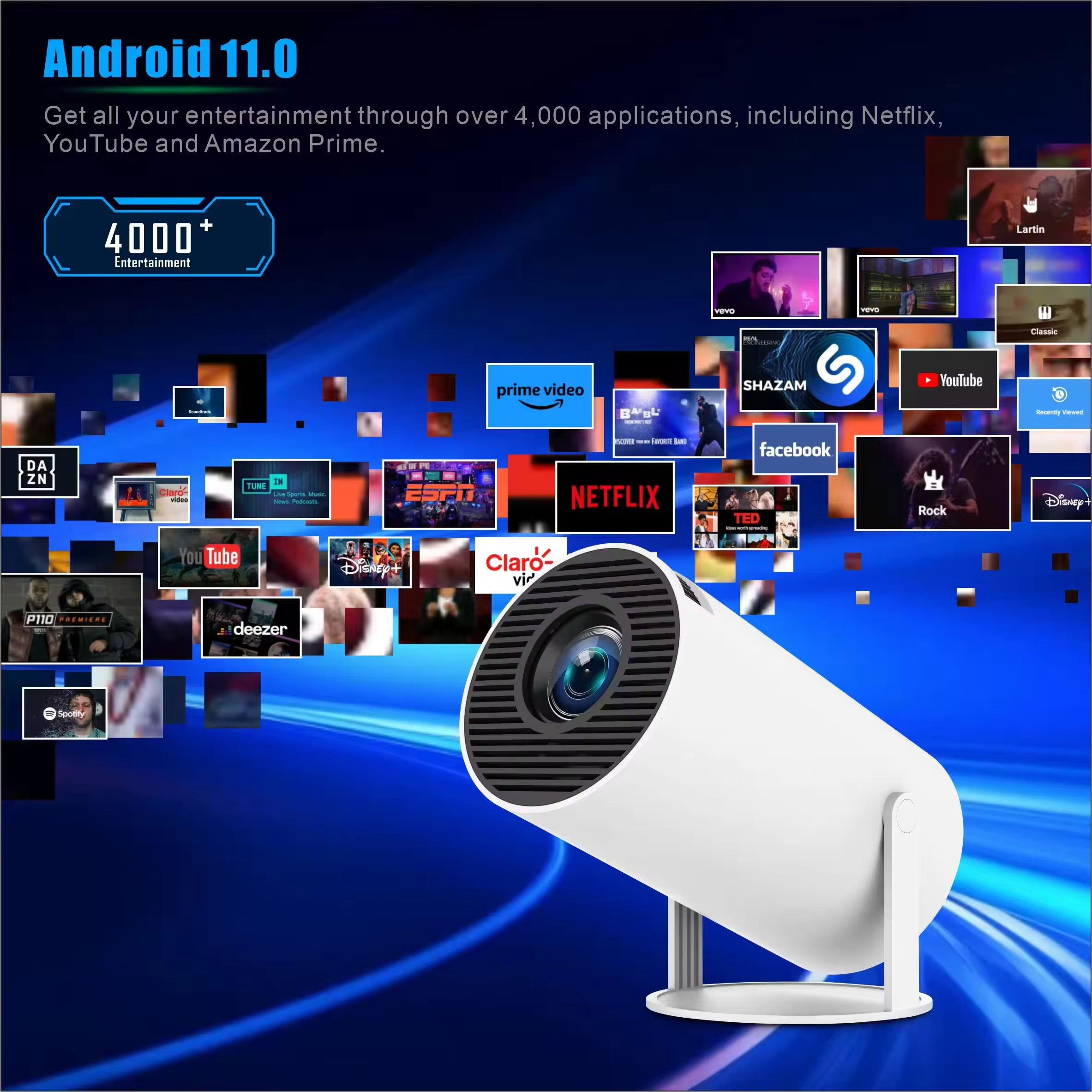 HY300 Android Projector – Smart Laser Cinema Projector with WiFi & Bluetooth