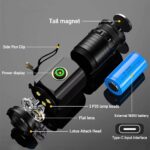 Mini 3 LED Torch Light – SST20 Rechargeable Waterproof Flashlight with Magnet (18350 Battery)