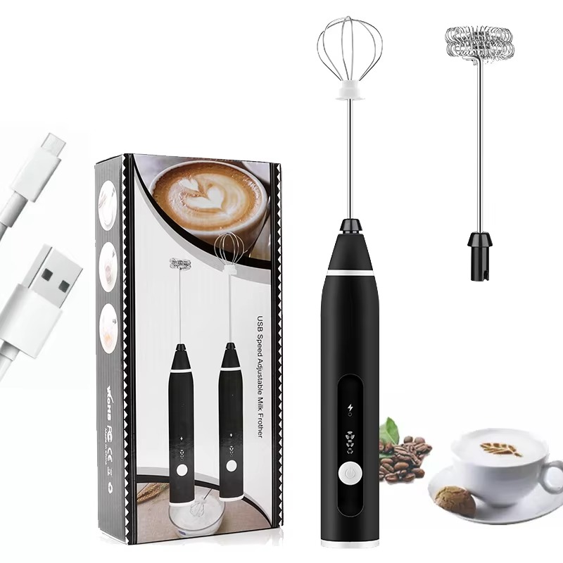 Mini Electric Milk Frother – 3-Speed Handheld Coffee Whisk USB & Battery Powered