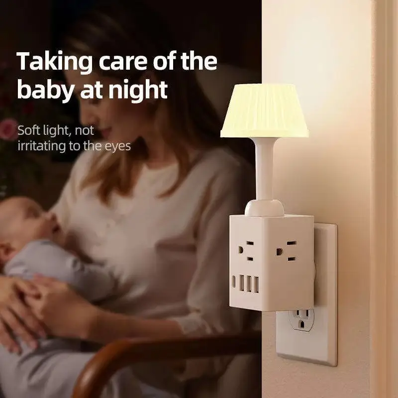 Retro Nordic Night Lamp – Adjustable Brightness Desk & Bedroom Light with Socket