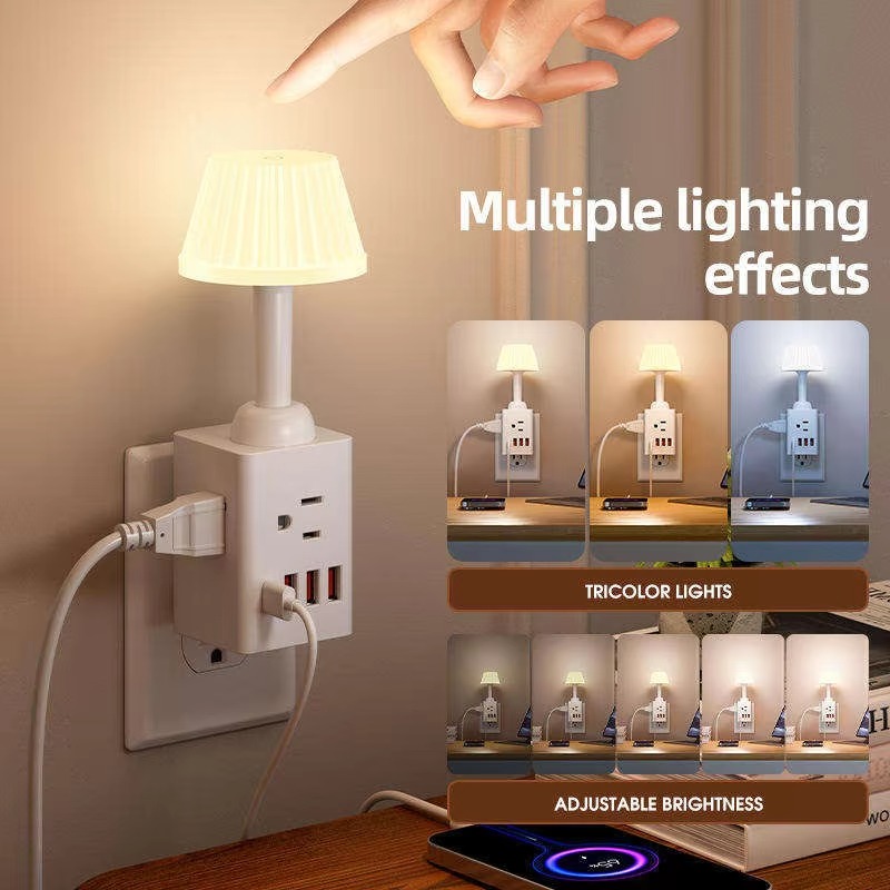 Retro Nordic Night Lamp – Adjustable Brightness Desk & Bedroom Light with Socket