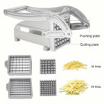 Stainless Steel French Fry Cutter – Manual Potato & Cucumber Slicer with Suction Base