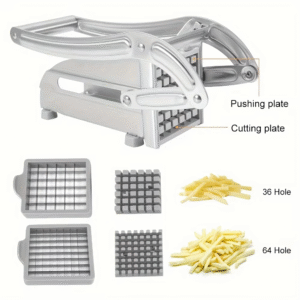 Stainless Steel French Fry Cutter – Manual Potato & Cucumber Slicer with Suction Base
