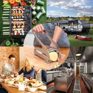 Stainless Steel French Fry Cutter – Manual Potato & Cucumber Slicer with Suction Base