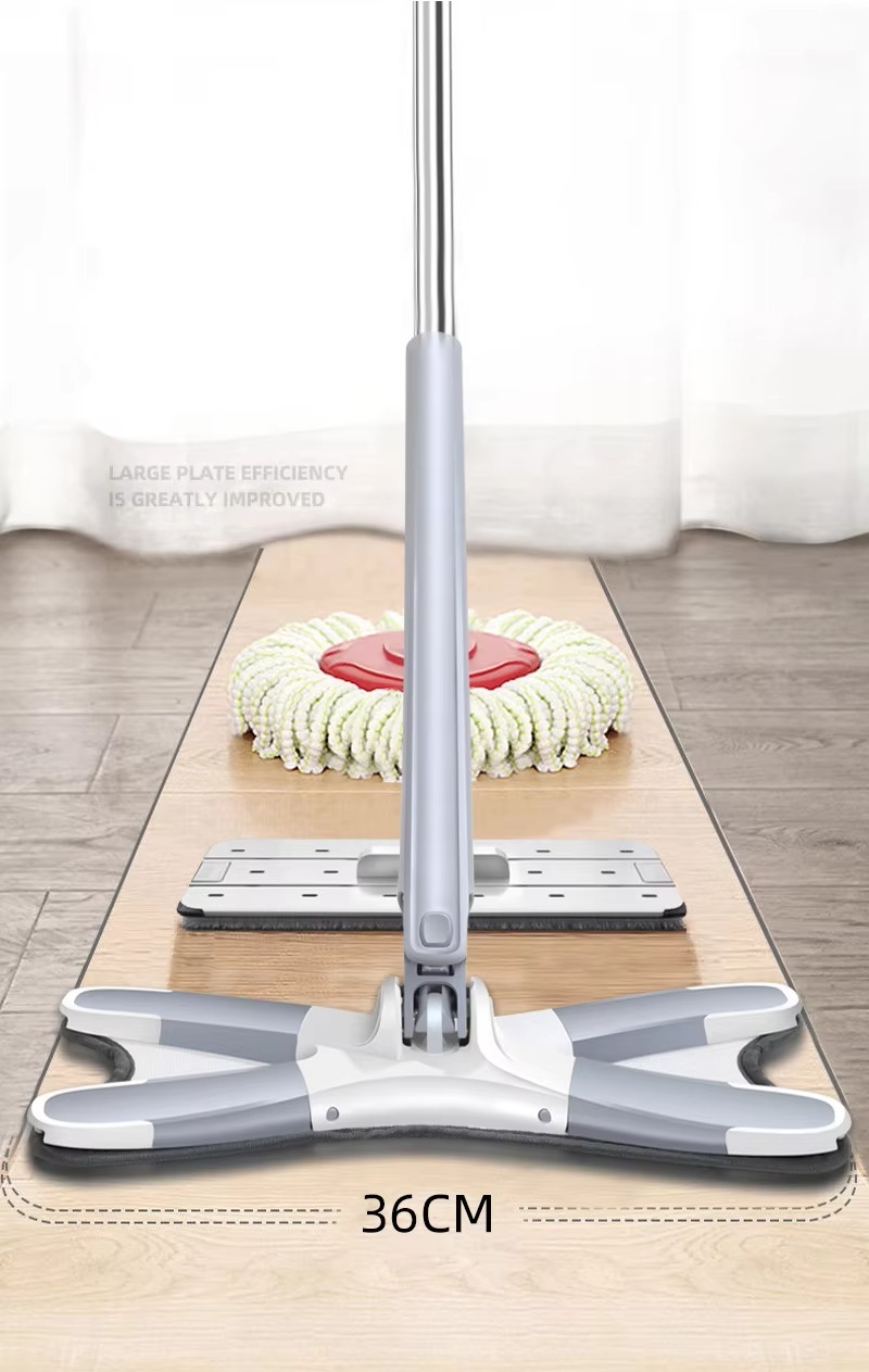 X-Type Microfiber Flat Mop – Extendable Stainless Steel Pole for Dry & Wet Cleaning