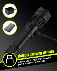 XHP50 LED Torch Light – 100000 Lumens Super Bright Tactical Rechargeable Flashlight
