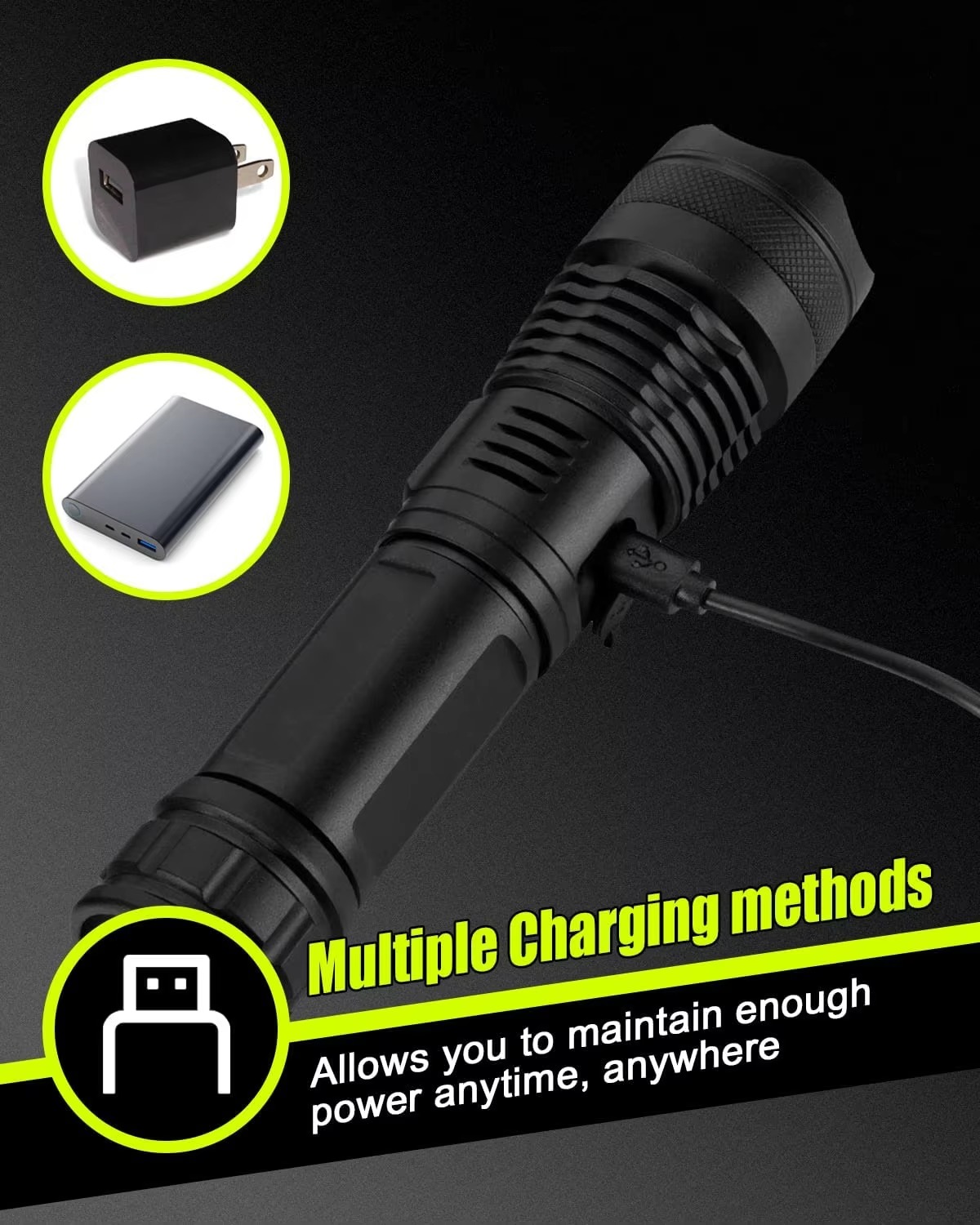 XHP50 LED Torch Light – 100000 Lumens Super Bright Tactical Rechargeable Flashlight