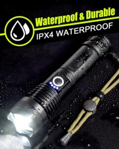 XHP50 LED Torch Light – 100000 Lumens Super Bright Tactical Rechargeable Flashlight