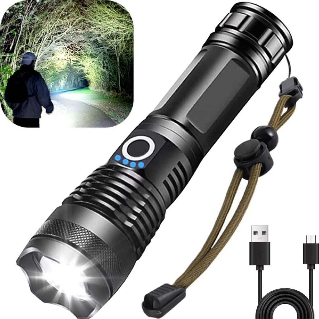 XHP50 LED Torch Light – 100000 Lumens Super Bright Tactical Rechargeable Flashlight
